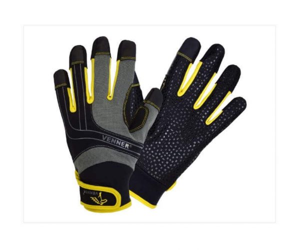 Darba Cimdi Sintētiskās Ādas MECHANIC PRO 9401 Safety Workwear Velcro Black Yellow Drošības Darba Apģērbs Aksesuārs