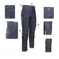 Džinsa Darba Bikses Ērtas Kvalitatīvas Mūsdienīgas Labas Jeans PRACTICAL Brixton Flexi Work Trousers Oxford Cotton Spandex Safety Workwear Blue Darba Apģērbs Danett Marpro Ksenukai Depo